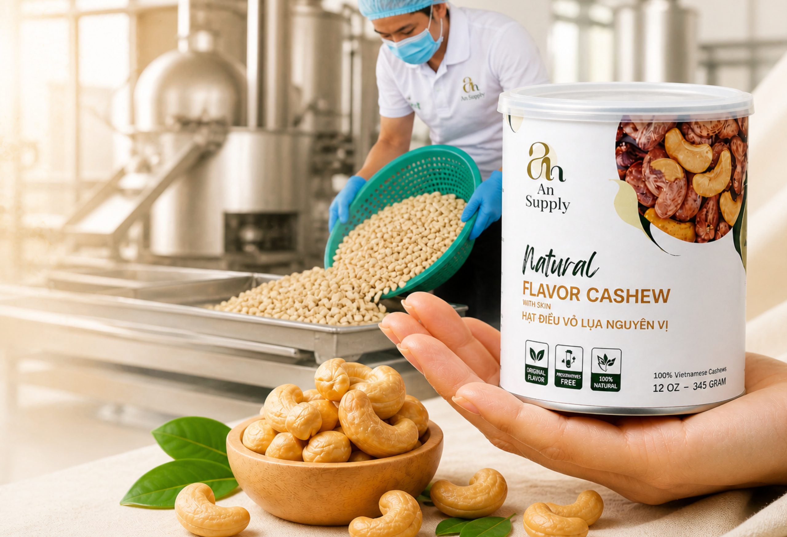custom cashew snack R&D from production to final product