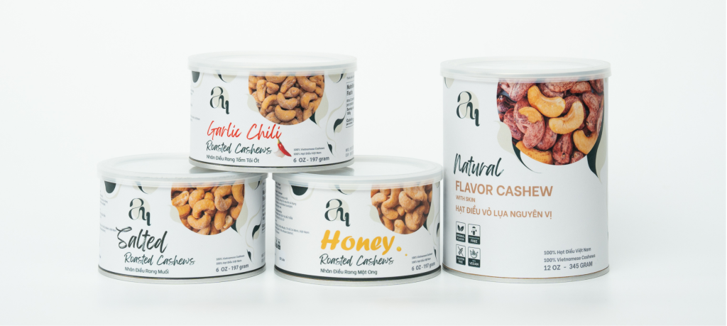 private label cashew nuts packaging with multiple flavors